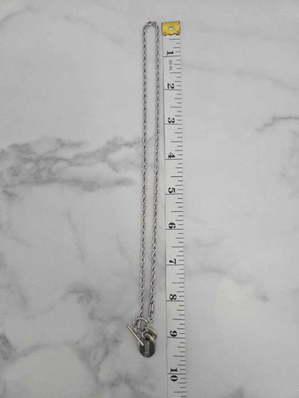 Stainless Steel Coffee Bean Charm T-Bar Necklace Minimalist Dainty Silver Chain - Picture 6 of 12